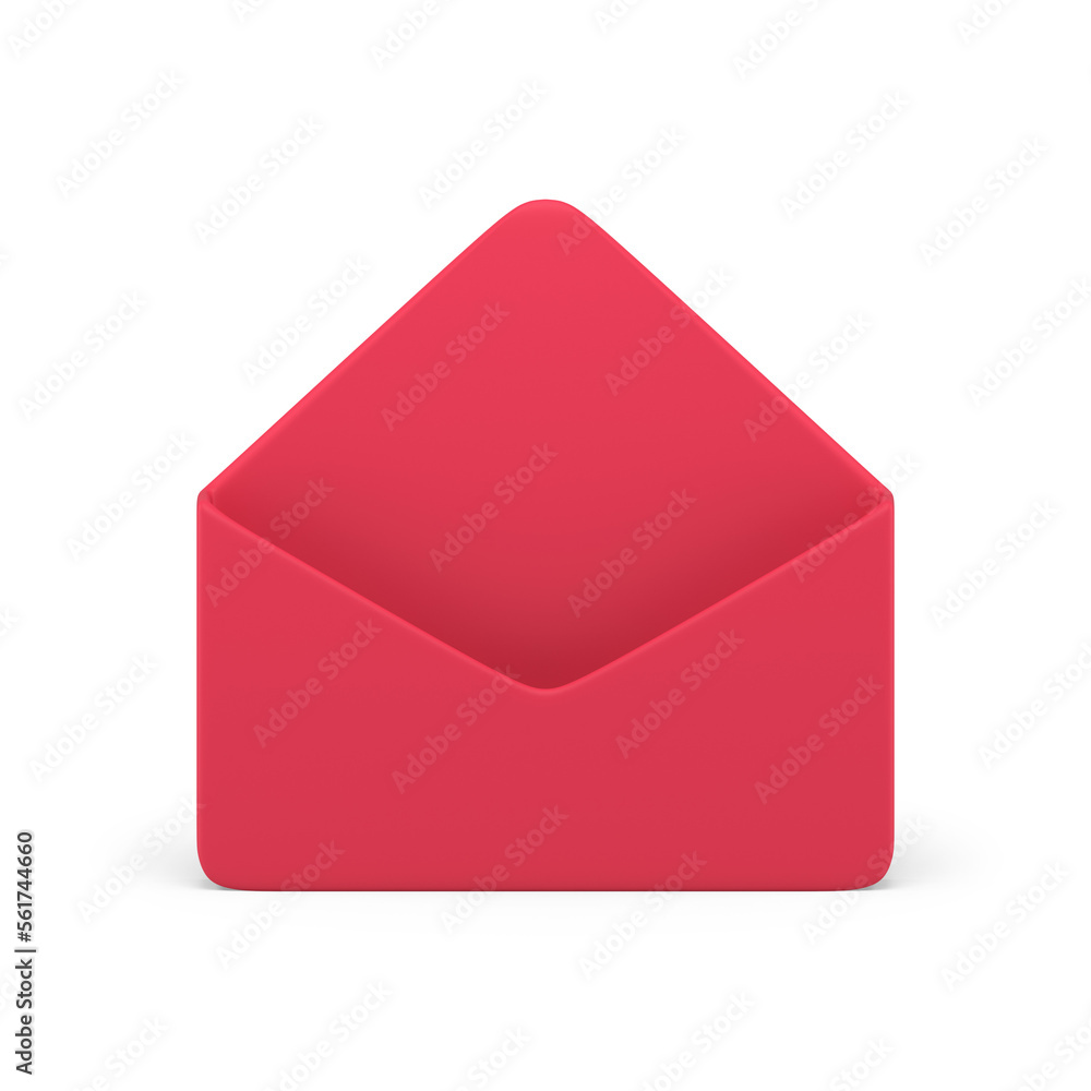 Poster red empty open envelope cyberspace incoming message notification 3d icon realistic illustration
