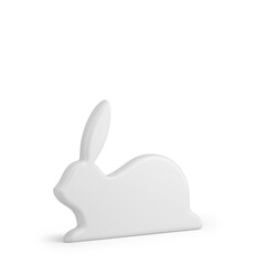 White ceramic Easter rabbit lying bauble animal character isometric 3d icon realistic illustration