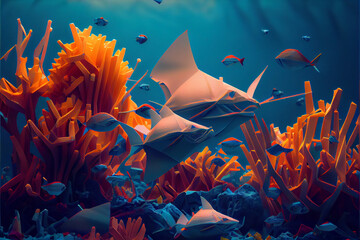 Abstract underwater wallpaper. generative ai