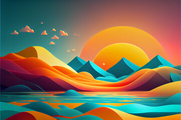 Abstract Landscape Wallpaper. generative ai