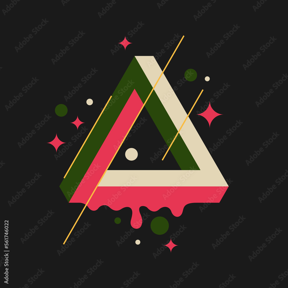 Poster impossible geometric shape. the penrose triangle. isolated 3d shape. a graphic element for your desi