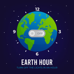Earth Hour Day with time globe illustration on view night background