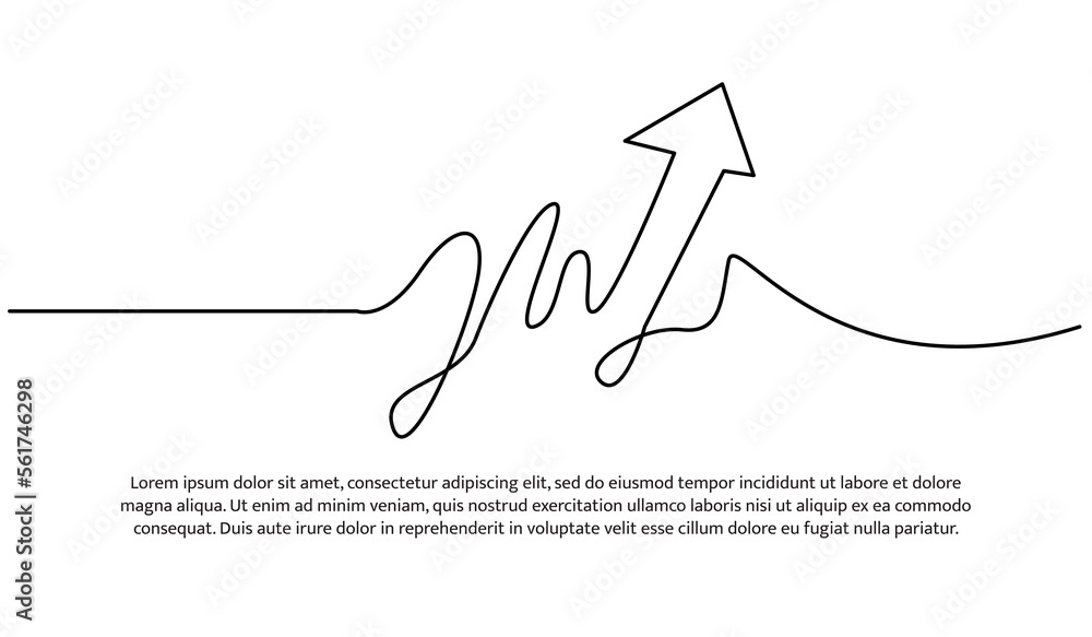 Poster continuous line design of arrow. one line decorative elements drawn on a white background.