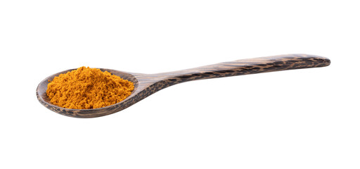 turmeric in wood spoon on transparent png