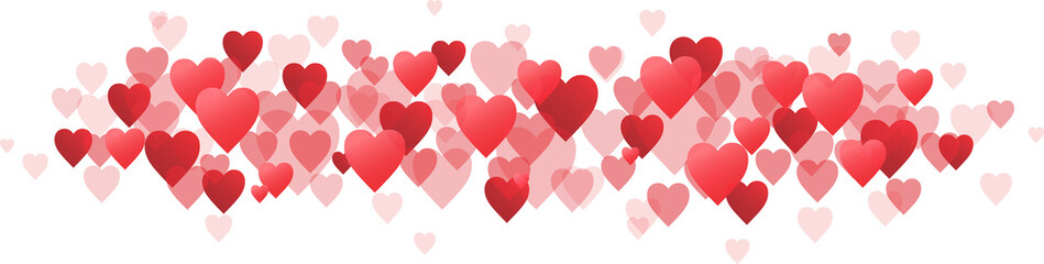 Fototapeta na wymiar Red hearts overlay (centred and in various sizes) on transparent background