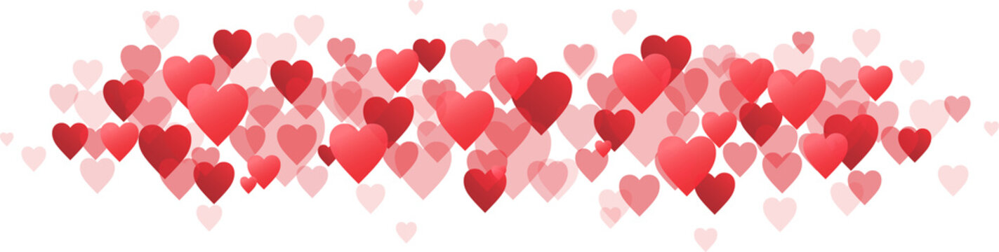 Red hearts overlay (centred and in various sizes) on transparent background