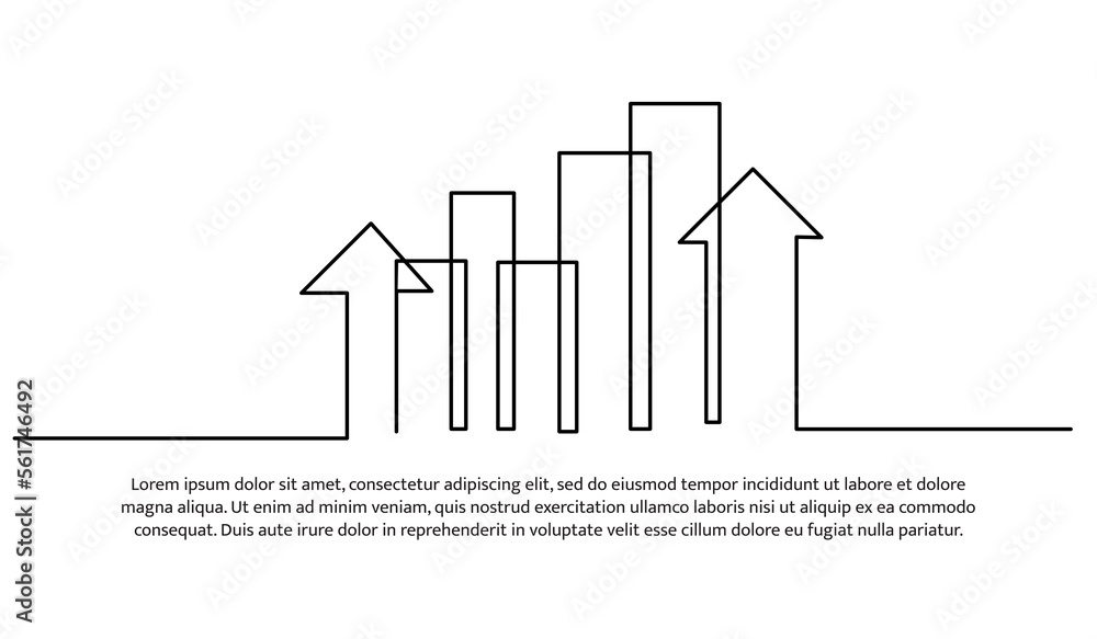 Poster continuous line design of arrow. one line decorative elements drawn on a white background.