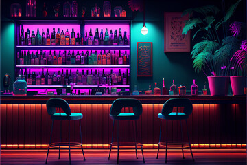 Contemporary Bar wallpaper. generative ai