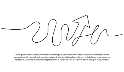 Continuous line design of arrow. One line decorative elements drawn on a white background.