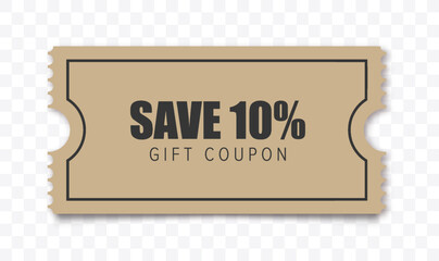 Coupon Discount. Vector Gift Voucher Isolated.