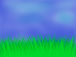 Fototapeta na wymiar Sky and grass, background, illustration.
