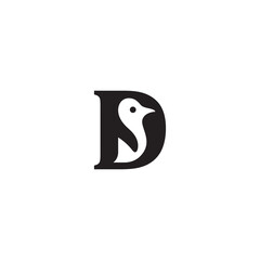 Letter D and Penguin logo or icon design