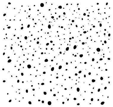 Background with irregular, chaotic dots, points, circle. Random halftone. Pointillism style. Black and white colour. Vector illustration
