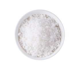 Fototapeta na wymiar salt in white bowl isolated on transparent png