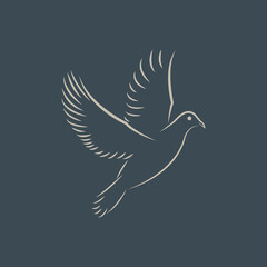 Luxury Line Dove Bird Icon