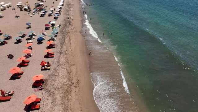 San Pancho town, Mexico. Landscape View Of San Francisco Nayarit Beach. Aerial drone fly above view high resolution 4k