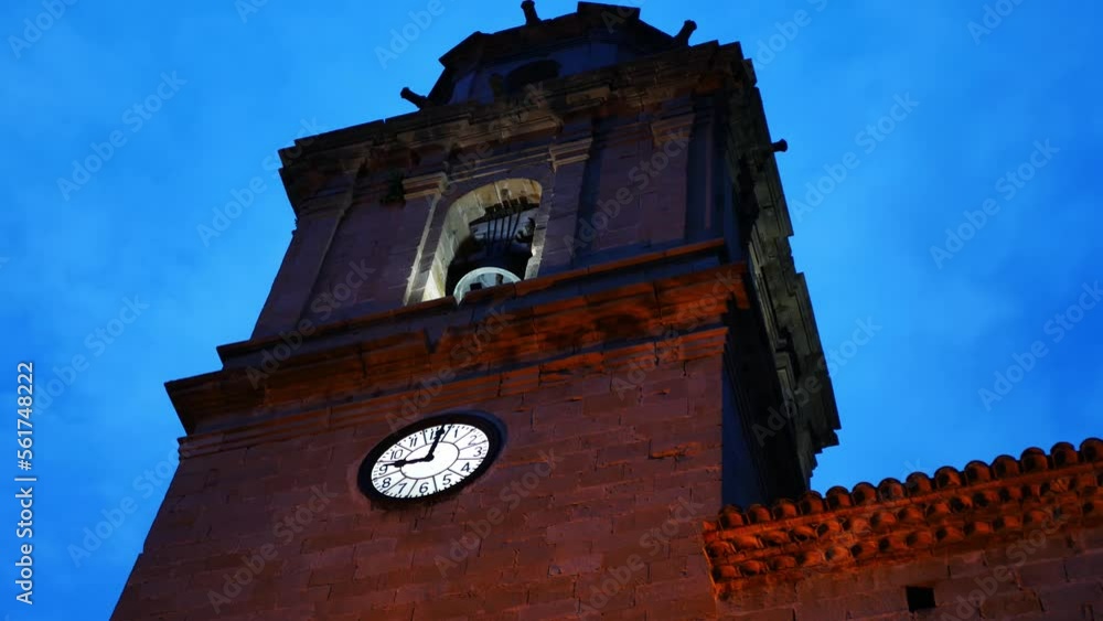 Poster rotating view from under a mysterious bell - clock tower