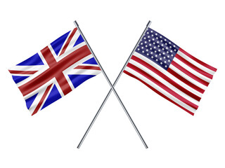 USA and UK Friendship Flag 3d Illustration