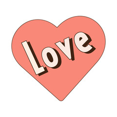 Valentine's Day.Retro style Valentine's day. Groovy retro heart. Valentines day greeting card.Hippie happy heart in retro cartoon style. Vintage heart.Vector illustration of y2k.