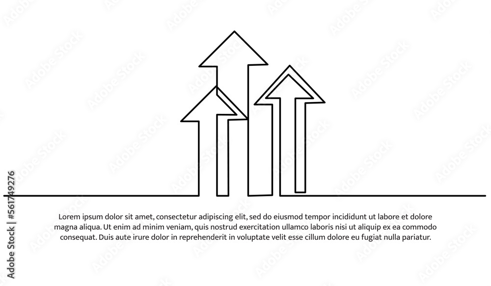 Poster continuous line design of arrow. one line decorative elements drawn on a white background.