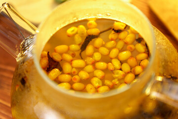 Preparation of sea buckthorn tea. Prepare a vitamin immune drink with sea buckthorn.