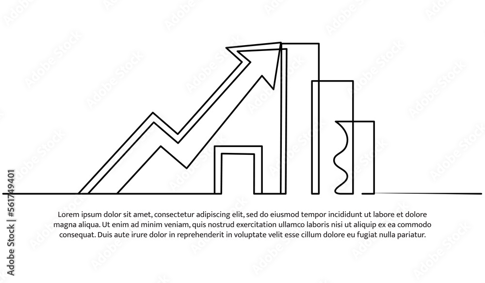 Poster continuous line design of arrow. one line decorative elements drawn on a white background.