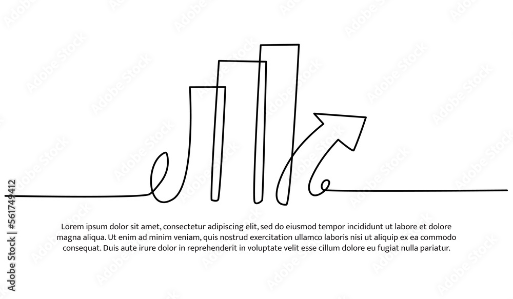 Poster continuous line design of arrow. one line decorative elements drawn on a white background.