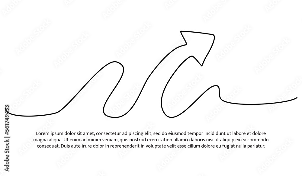 Poster continuous line design of arrow. one line decorative elements drawn on a white background.