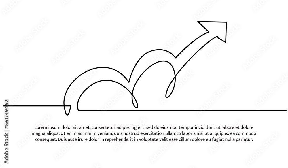 Poster continuous line design of arrow. one line decorative elements drawn on a white background.