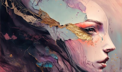 Abstract marble mural wallpaper Ai generated