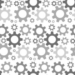 Gears, seamless pattern, vector. Gray gears on a white background.