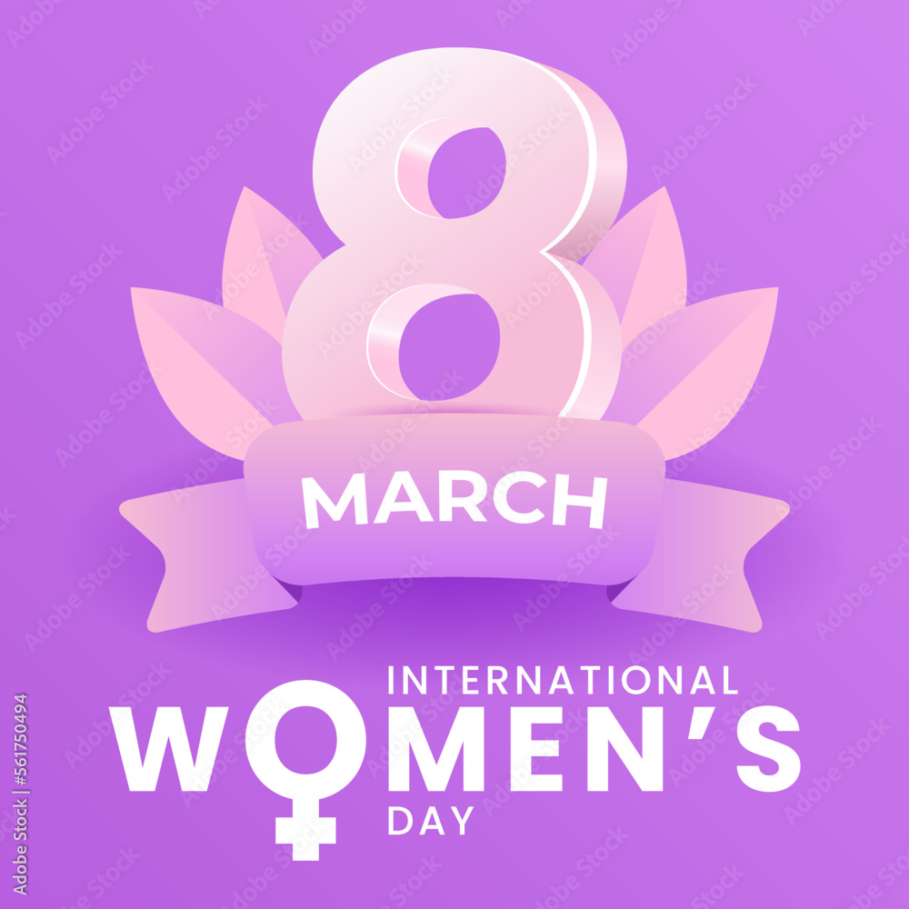 Wall mural international women's day with purple background. 3d 8th march.