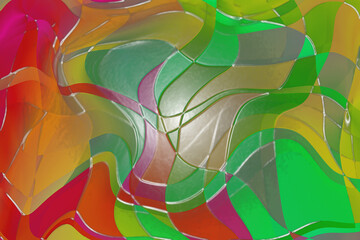 Multicolor background with curves and high reliefs. 3D Illustration