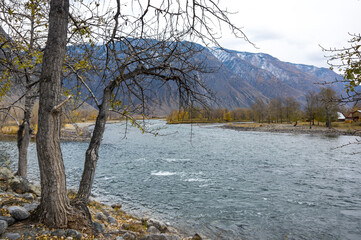 View of river Chulyshman and Altay mountains