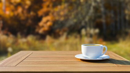 cup of coffee on a wooden table