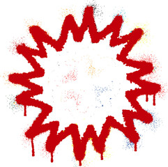 explosion graffiti  boom with red spray paint.
