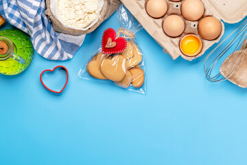 Cooking gingerbread heart cookies for Valentines day