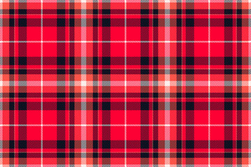 Plaid background, check seamless pattern in red. Vector fabric texture for textile print, wrapping paper, gift card or wallpaper.