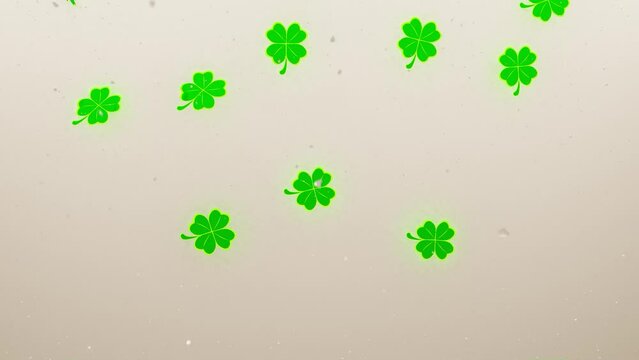 four leaf clover falling with white background