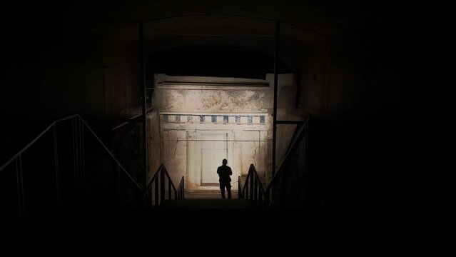 Silhouette Of A Person Standing In front Of Ancient Hellenistic Tomb 2  Archaeological Discovery 