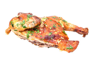 Grilled chicken with vegetables isolated