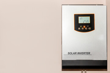 Solar Inverter Hybrid isometric system Controller. Home Battery Energy Storage located in Garage...