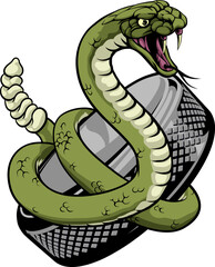 A rattlesnake snake ice hockey team cartoon animal sports mascot