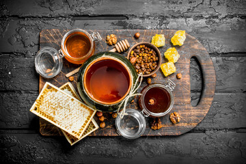 Fototapeta na wymiar Assortment of different types of honey.
