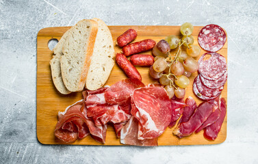Antipasto background.The various meats.