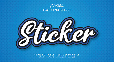 Editable text effect, Sticker text on Blue layered style
