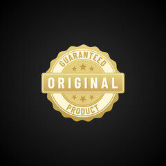 original product label or original product stamp vector on black background. original product label for packaging. Best original product label or stamp is useful for proving the authenticity of item