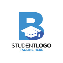 Letter B Graduation Hat Logo Design Template Inspiration, Vector Illustration.