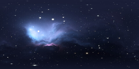 Fototapeta premium 360 degree stellar system and gas nebula. Panorama, environment 360 HDRI map. Equirectangular projection, spherical panorama. Virtual reality background.