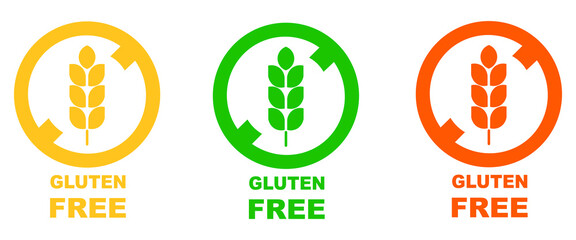 gluten free vector icons of wheat ears in dashed circle for gluten free people eps10